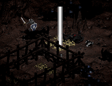 Guerrier ressuscitant une amie Rogue tue par des Obsidian Lords dans les Cavernes